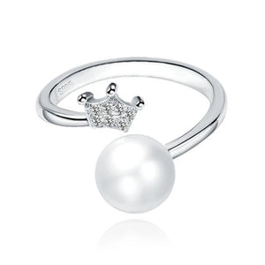 925 Silver Crown Pearl Zircon Ring for Women