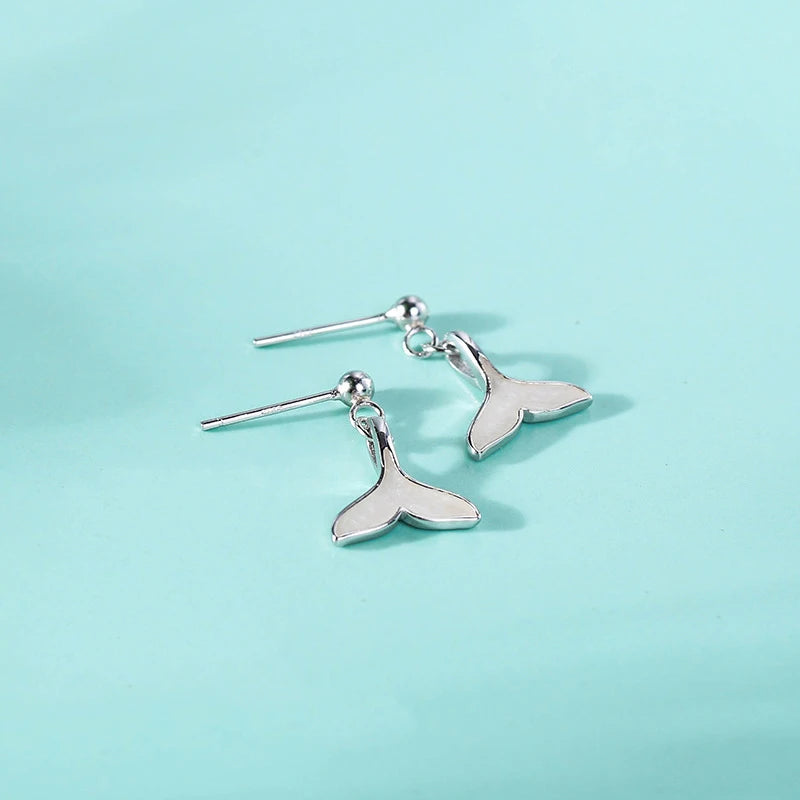 925 Silver Fish Tail Drop Earrings for Women