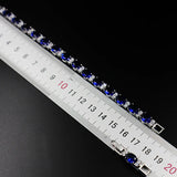 925 Silver Charm Bracelet with Oval Sapphire Gemstone for Women