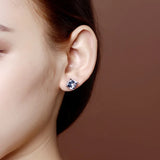 925 Silver Sapphire Stud Earrings for Women Wedding Party