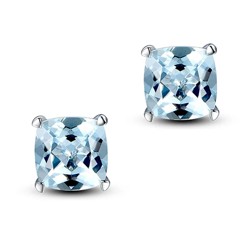 925 Silver Sapphire Stud Earrings for Women Wedding Party
