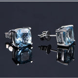 925 Silver Sapphire Stud Earrings for Women Wedding Party
