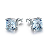 925 Silver Sapphire Stud Earrings for Women Wedding Party