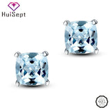 925 Silver Sapphire Stud Earrings for Women Wedding Party