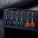 925 Silver Oval Gemstone Drop Earrings Wedding Party Wholesales