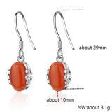 925 Silver Oval Gemstone Drop Earrings Wedding Party Wholesales