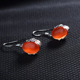 925 Silver Oval Gemstone Drop Earrings Wedding Party Wholesales