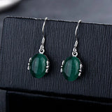 925 Silver Oval Gemstone Drop Earrings Wedding Party Wholesales