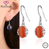 925 Silver Oval Gemstone Drop Earrings Wedding Party Wholesales