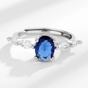 925 Silver Ring with Sapphire Zircon for Women Wedding Gift