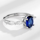 925 Silver Ring with Sapphire Zircon for Women Wedding Gift