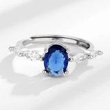 925 Silver Ring with Sapphire Zircon for Women Wedding Gift