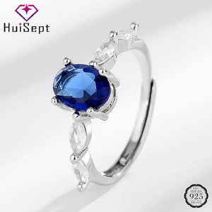 925 Silver Ring with Sapphire Zircon for Women Wedding Gift