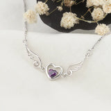 Heart Shape Amethyst Zircon Pendant 925 Silver Necklace for Women