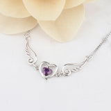 Heart Shape Amethyst Zircon Pendant 925 Silver Necklace for Women