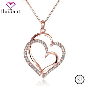925 Silver Heart Necklace with Zircon Gemstone