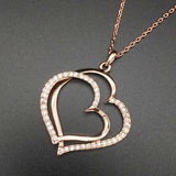 925 Silver Heart Necklace with Zircon Gemstone