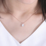 925 Silver Necklace with Zircon Bowknot Pendant