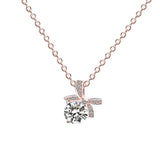 925 Silver Necklace with Zircon Bowknot Pendant