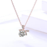925 Silver Necklace with Zircon Bowknot Pendant