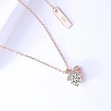 925 Silver Necklace with Zircon Bowknot Pendant