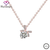 925 Silver Necklace with Zircon Bowknot Pendant