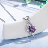925 Silver Amethyst Zircon Pendant Necklace