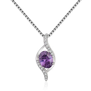 925 Silver Amethyst Zircon Pendant Necklace