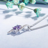 925 Silver Amethyst Zircon Pendant Necklace