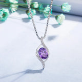 925 Silver Amethyst Zircon Pendant Necklace