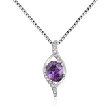 925 Silver Amethyst Zircon Pendant Necklace