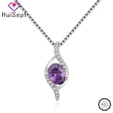 925 Silver Amethyst Zircon Pendant Necklace