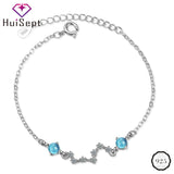 Silver 925 Bracelet Sapphire Zircon Wedding Party Jewellery