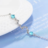 Silver 925 Bracelet Sapphire Zircon Wedding Party Jewellery