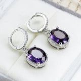 Silver 925 Amethyst Drop Earrings for Women Wedding Party