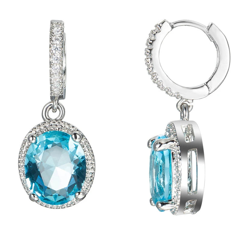 Silver 925 Amethyst Drop Earrings for Women Wedding Party