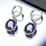 Silver 925 Amethyst Drop Earrings for Women Wedding Party