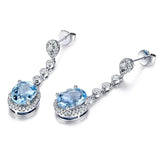 925 Silver Sapphire Gemstone Zircon Drop Earrings for Women