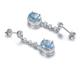 925 Silver Sapphire Gemstone Zircon Drop Earrings for Women