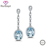 925 Silver Sapphire Gemstone Zircon Drop Earrings for Women