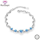 Silver 925 Heart-shaped Sapphire Bracelet for Women