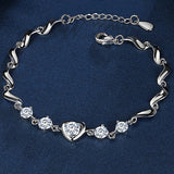 Silver 925 Heart-shaped Sapphire Bracelet for Women
