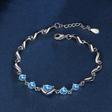 Silver 925 Heart-shaped Sapphire Bracelet for Women