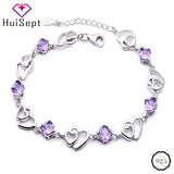 Amethyst Heart Bracelet Silver 925 for Wedding Party