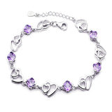 Amethyst Heart Bracelet Silver 925 for Wedding Party
