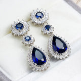 Emerald Zircon Gemstone Drop Earrings Silver 925 Wedding Party Jewelry Gift