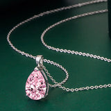 Water Drop Pendant Necklace 925 Silver Zircon Gemstone Women Wedding