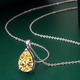 Water Drop Pendant Necklace 925 Silver Zircon Gemstone Women Wedding