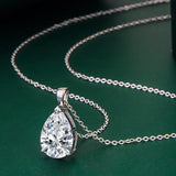 Water Drop Pendant Necklace 925 Silver Zircon Gemstone Women Wedding