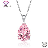 Water Drop Pendant Necklace 925 Silver Zircon Gemstone Women Wedding